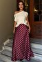 Burgundy Polka Dot Maxi Women's Satin Skirt Mg2725 - 2