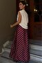 Burgundy Polka Dot Maxi Women's Satin Skirt Mg2725 - 6