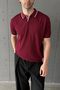 Men's Oversized Brioche Knit Polo Collar T-Shirt - 8