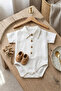 Baby Boy Linen Short Sleeve Shirt Badi Top Linen Bottom Combed Cotton Summer Snap Romper Body 0-24 Months - 2
