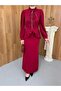 Imported Crepe Fabric Ruffle Detailed Chain Embroidered Lined Special Design Midi Dress - 5