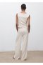 Straight Cut Trousers with Lace-Up - 4