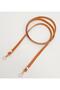 Bag Accessory Real Leather Spaghetti Model Orange Tan Light Gold Metal Bag Handle - 3
