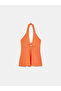 10787 Halter Neck Peplum Knitwear Blouse-Orange - 5