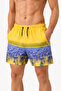 Men's Swim Shorts with Zipper Pockets and Mesh Lining, Quick Dry Premium - Yellow
