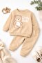 Unisex Baby Beige Little Bear Printed 100% Cotton 2-Piece Top and Bottom Set - 2