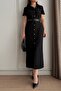 Gold Buttoned and Belted Dress Key37258 - 3