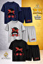 Children's Glasses Grill Red Leopard Pattern Printed Crew Neck 3-Piece T-Shirt - Shorts Set