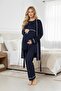 New Season Navy Blue Ribbed Short Sleeve Summer Special Design Maternity Pajama Set
