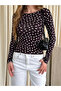 Brown Boat Neck Polka Dot Blouse - 0668 - 2