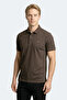 Zany Men's Polo Collar Brown T-Shirt