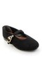 Women's Black Suede Gold Buckle Strap Ballerinas - 3