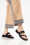 Women's Black Gold Buckle Flip-Flops Minimal Slippers - 2