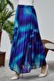lined pleated chiffon elastic waist skirt - 5