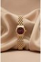 Women's Steel Watch Gold Color Burgundy Dial Minimal Vintage Classic Luxury |   Elegant Stylish Women's Wristwatch 2026 - 4