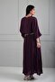 Women's Long Bat Sleeve Blouse Elastic Waist Lined Long Skirt Glittery Modal Bohemian 2-Piece Set - 4