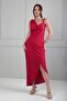 Women's V-Neck Draped Side Buckle Detailed Seersucker Imported Fabric Long Design Dress - 2