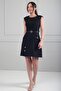 Women's Self-Tied Slit Detailed Double Crepe Short Dress - 2