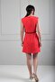 Women's Self-Tied Slit Detailed Double Crepe Short Dress - 4