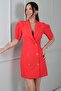 Women's Double-Breasted Collar Self-Tied Double Crepe Short Jacket Dress
