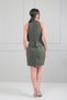 Women's Gold Buttoned Double Crepe Short Dress with Self-Tied Peplum Detail - 4