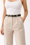 Black Faux Leather Belt with Gold Oval Buckle – Minimalist Stylish Casual & Classic Belt