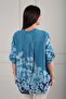 Women's Oversized Italian Linen Shirt with Floral Hem and Sleeves - 4