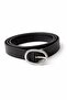Women's Black Thin Belt with Oval Silver Buckle – Minimalist Stylish Casual & Classic Combination