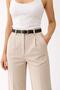 Women's Black Faux Leather Thin Belt with Gold Oval Buckle – Stylish Casual & Classic Combination Belt - 2