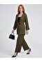 100% Lyocell Double Suit with Embroidery Detail Dark Khaki