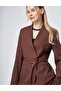 Cotton Lyocell Double Suit with Rope Belt Detail Chocolate - 7