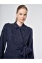 100% Lyocell Waist Detailed Dress Dark Navy Blue - 6