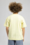 Dragon Boy's Printed Crew Neck T-Shirt Yellow - 3