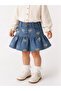 Girl's Floral Embroidered Denim Skirt