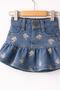 Girl's Floral Embroidered Denim Skirt - 3