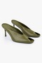 Women's Selia Oil Green Leather Heeled Slippers - 2