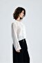 Women's White Tencel Fabric Blouse with Lace Detail and Buttons 31043 - 2