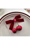 Double Cherry Figured Pen Buckle Set with Red Velvet Ribbon - 2 Pieces - 4
