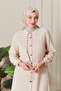 Plus Size Hijab Two-Piece Set – Seersucker Fabric Buttoned Tunic and Pants Set - 3