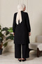 Plus Size Hijab Two-Piece Set – Seersucker Fabric Buttoned Tunic and Pants Set - 6