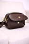 Women's Bitter Brown Leather Cover 3-Compartment Cross Shoulder Bag with Adjustable Textured Strap Daily Stylish Mini Bag - 3