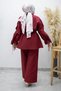 Sleeve Button Detailed Gathered Double Suit Tsd260183 Fuchsia - 6