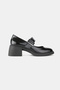Women's Black Patent Leather Genuine Natural Leather 36-41 Size Buckle Mary Jane Shoes - 6