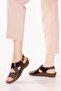 Women's Genuine Leather Special Orthopedic Comfortable Sandals with Removable Soles Yprk.460 Brown Honeycomb - 5