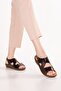 Women's Genuine Leather Special Orthopedic Comfortable Sandals with Removable Soles Yprk.460 Brown Honeycomb - 4