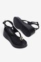 Women's Suede Flip-Flop Sandals with Gold Detail on the Sole, Karel Black - 4