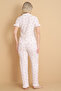 Mrn 3854 Rose Patterned Wrinkled Shirt Collar Buttoned Short Sleeve Women's Pajama Set - 4