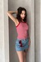 Cycling Collar, Thick Striped Bib, Flexible Camisole Fabric, Striped Sleeveless Long Tank Top - 2
