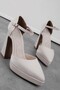 Nathan Women's Pointed Toe Ankle Strap Thick Heeled Shoes 4069 - 6