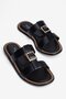 Women's Slippers with Double Straps and Gold Buckle Maral Black